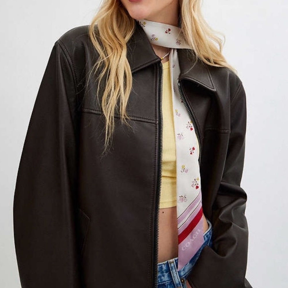 COACH HEART POSY SCRIPT PRINT SILK SCARF